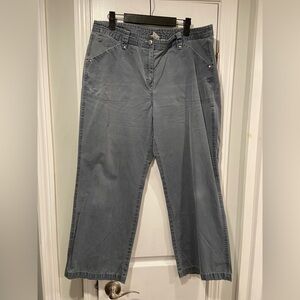 L.L. Bean Size 16P Blue Rip Stop Outdoor Hiking Pants Straight Leg Zip Up